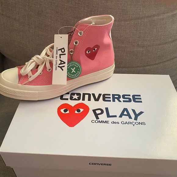 Converse 70s Hi Comme des Garçons Play Bright Pink - Picture 2 of 4